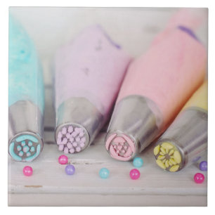 Pastel Coloured Cake Decorating Tools Photograph Tile