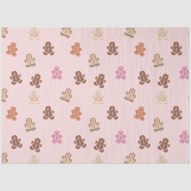 Pastel Coloured Gingerbread Men Christmas Tissue Paper (Front)