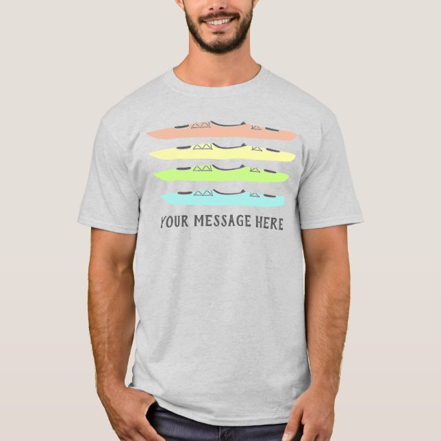 Pastel Coloured Kayaks Graphics Personalized T-Shirt (Front)