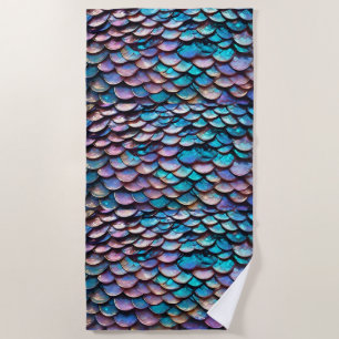 Pastel Coloured Mermaid Scales, Beach Towel