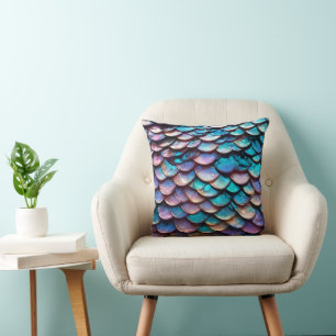 Pastel Coloured Mermaid Scales, Throw Pillow