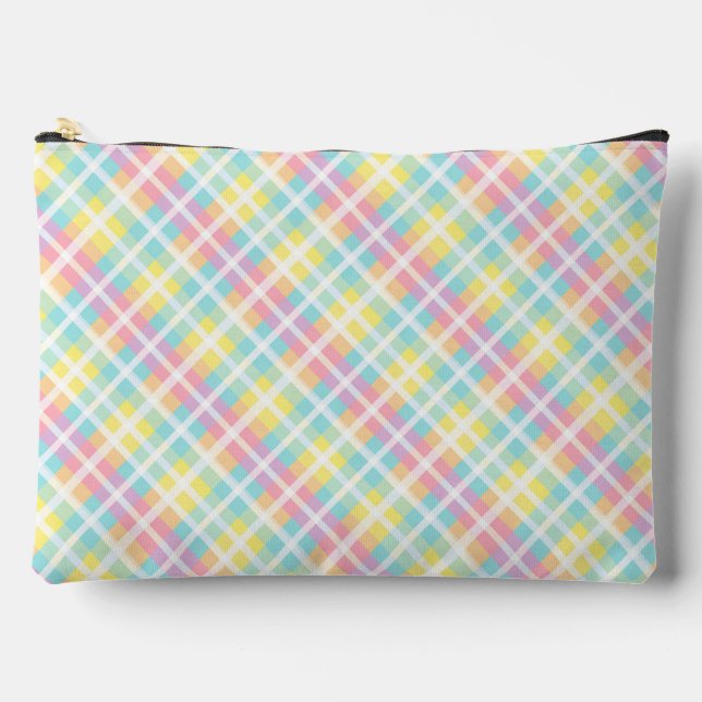 Pastel Coloured Plaid Accessory Pouch (Front)