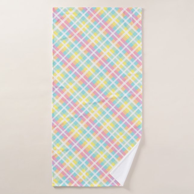 Pastel Coloured Plaid Bath Towel (Bath Towel)