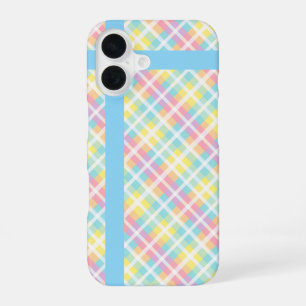 Pastel Coloured Plaid iPhone 16 Case