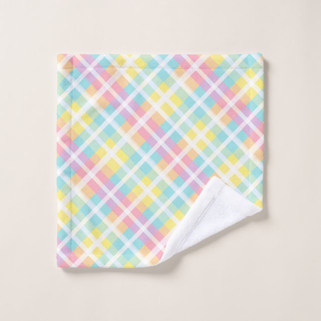 Pastel Coloured Plaid Wash Cloth (Wash Cloth)