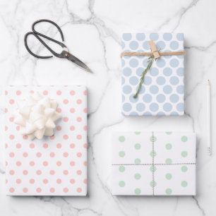 Pastel Coloured Polka Dot  Wrapping Paper Sheet