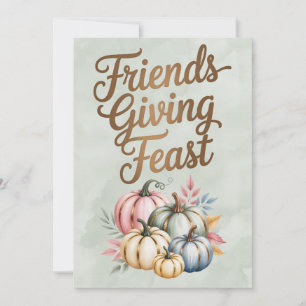 Pastel Coloured Pumpkins Friendsgiving Feast Invitation