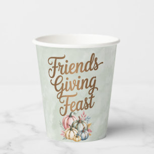 Pastel Coloured Pumpkins Friendsgiving Feast Paper Cups