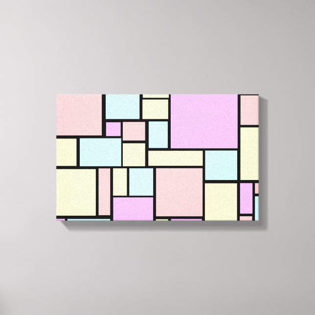 Pastel coloured rectangle design wrapped canvas (Front)