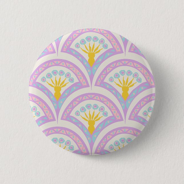 Pastel coloured shell pattern 2 inch round button (Front)