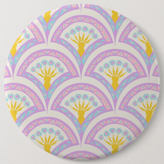 Pastel coloured shell pattern 6 inch round button (Front)