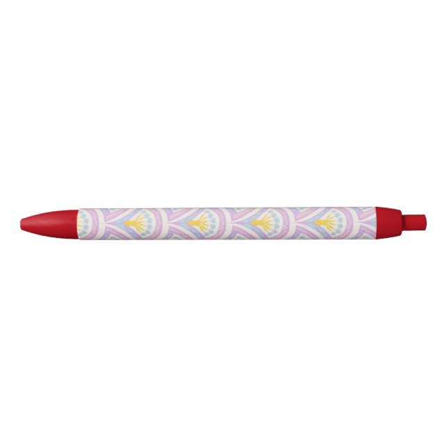 Pastel coloured shell pattern black ink pen (Front)