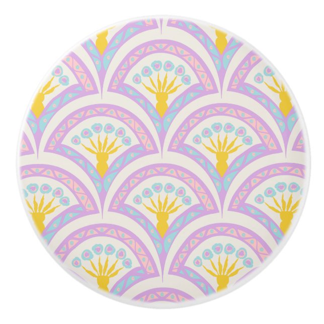 Pastel coloured shell pattern ceramic knob (Front)