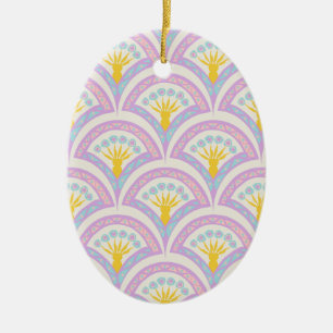 Pastel coloured shell pattern ceramic ornament