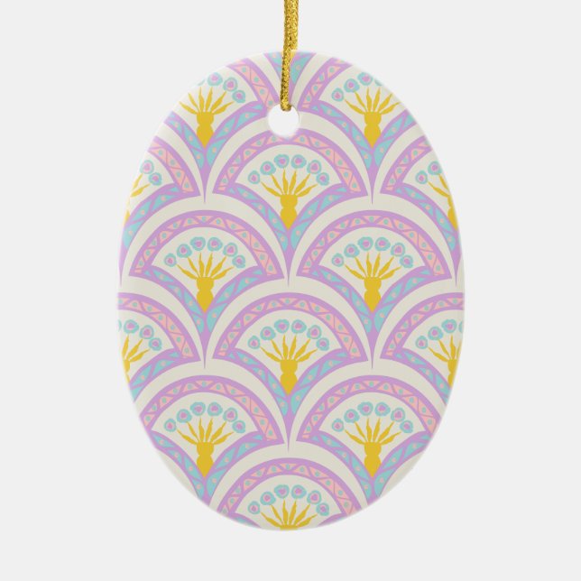 Pastel coloured shell pattern ceramic ornament (Front)