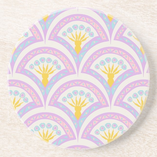 Pastel coloured shell pattern coaster (Front)