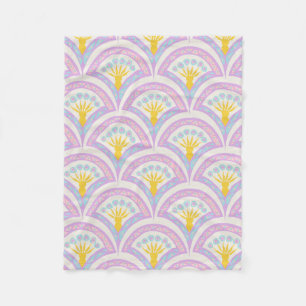 Pastel coloured shell pattern fleece blanket