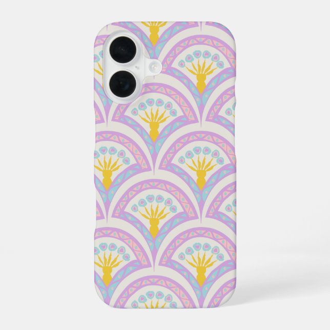 Pastel coloured shell pattern iPhone 16 case (Back)
