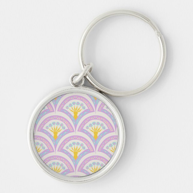 Pastel coloured shell pattern keychain (Front)