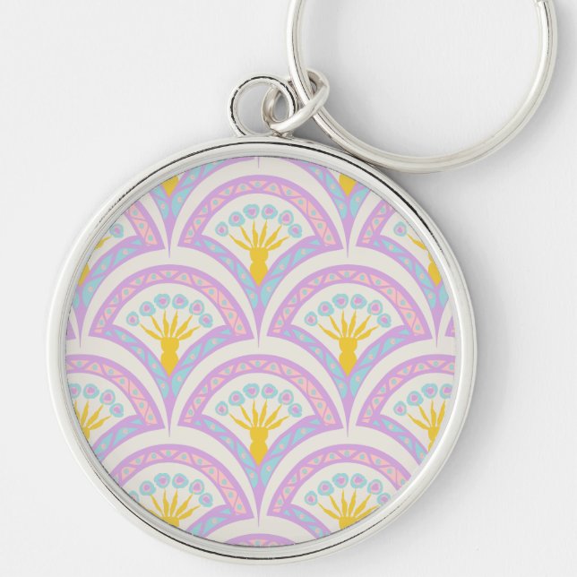 Pastel coloured shell pattern keychain (Front)