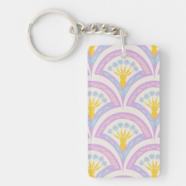 Pastel coloured shell pattern keychain (Front)