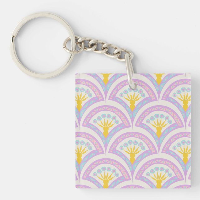 Pastel coloured shell pattern keychain (Front)
