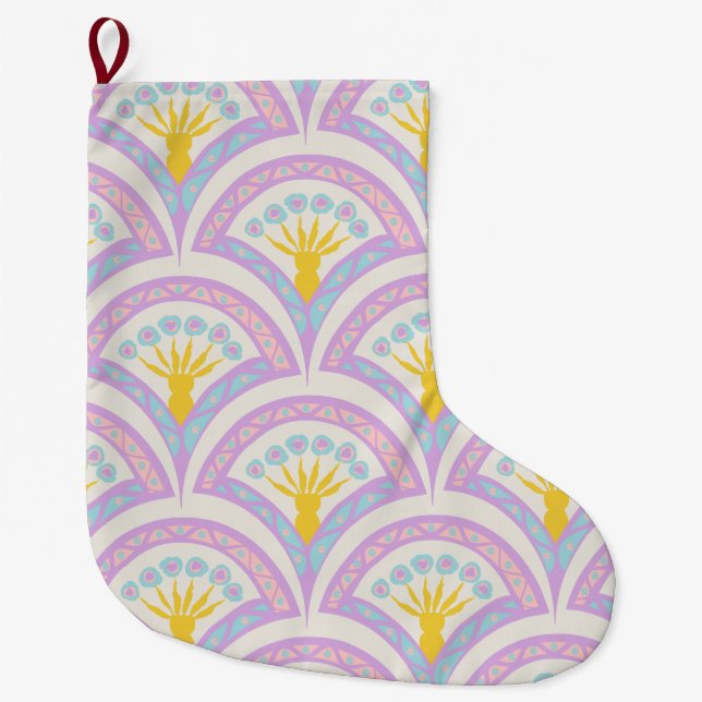 Pastel coloured shell pattern large christmas stocking (Front)