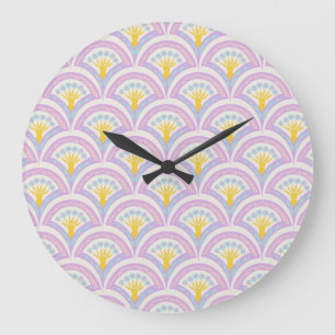 Pastel coloured shell pattern large clock