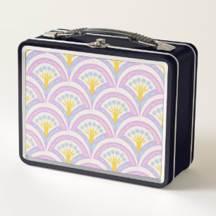 Pastel coloured shell pattern metal lunch box