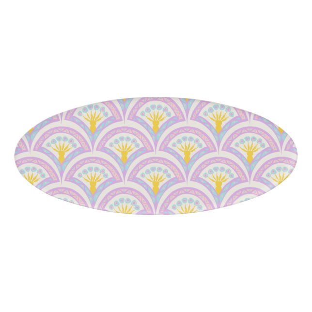 Pastel coloured shell pattern name tag (Front)