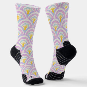 Pastel coloured shell pattern socks