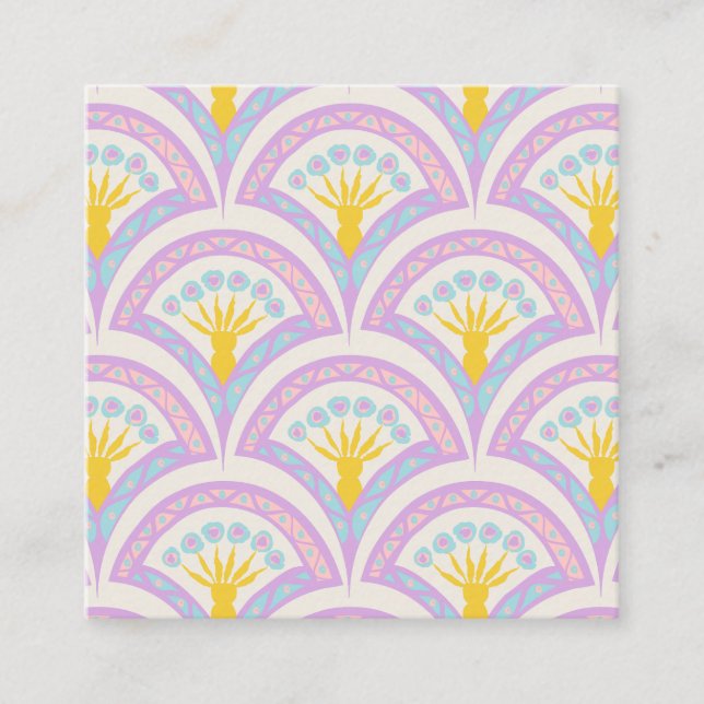 Pastel coloured shell pattern square business card (Front)
