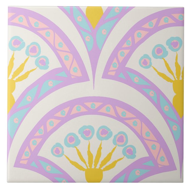 Pastel coloured shell pattern tile (Front)