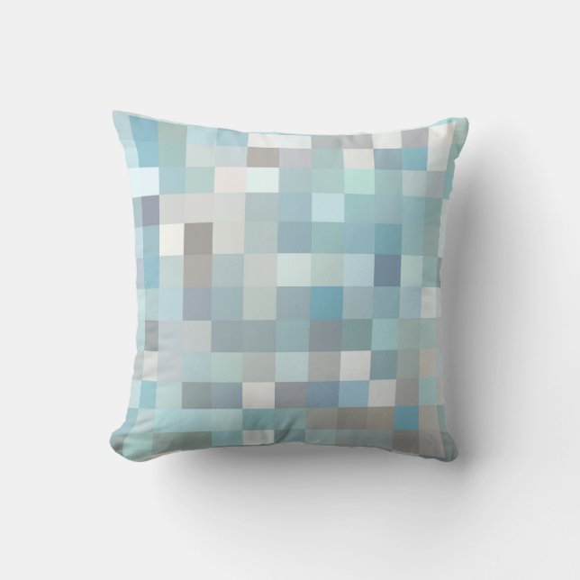 Pastel Coloured Square Pattern Throw Pillow (Front)