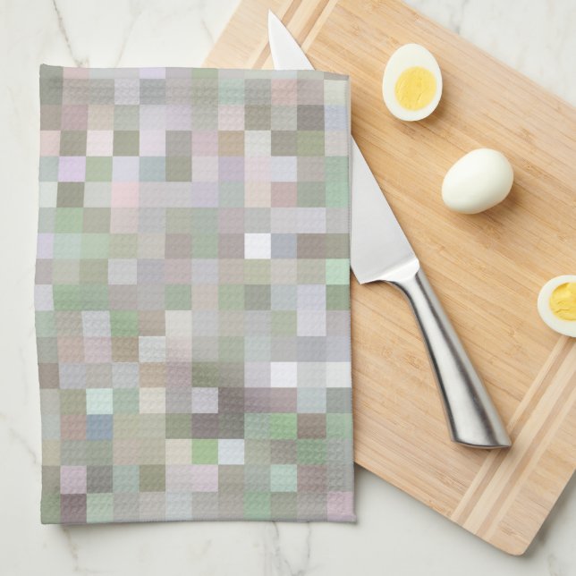 Pastel Coloured Squares Kitchen Towel (Quarter Fold)