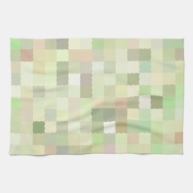 Pastel Coloured Squares Kitchen Towel (Horizontal)