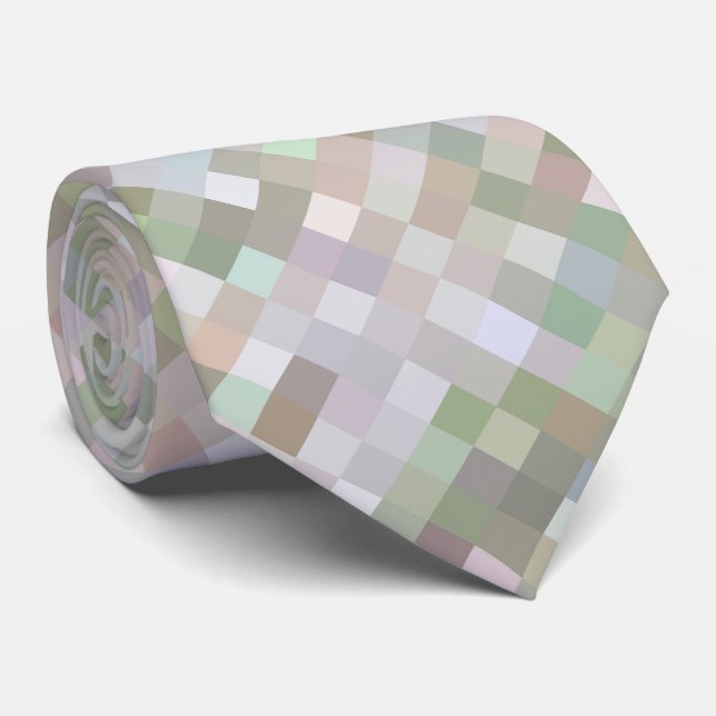 Pastel Coloured Squares Tie (Rolled)