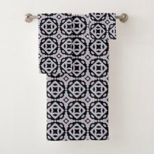 Pastel Coloured Squiggly Discs Symmetrical Pattern Bath Towel Set