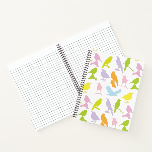 Pastel Coloured Variété d'oiseaux Carnet Motif (Intérieur)