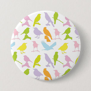 Pastel Coloured Variety of Birds Pattern 3 Inch Round Button