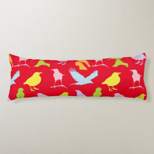 Pastel Coloured Variety of Birds Pattern Body Pillow