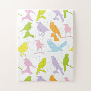 Pastel Coloured Variety of Birds Pattern Jigsaw Puzzle