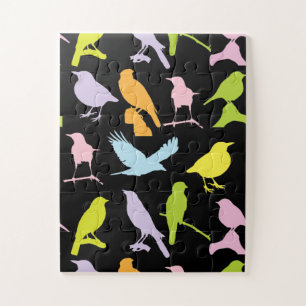 Pastel Coloured Variety of Birds Pattern Jigsaw Puzzle