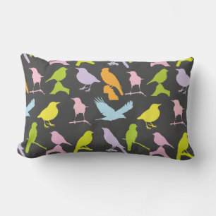 Pastel Coloured Variety of Birds Pattern Lumbar Pillow