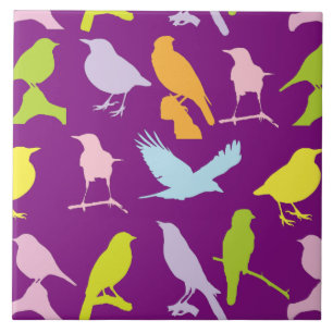 Pastel Coloured Variety of Birds Pattern Tile