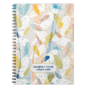 Pastel Colourful Abstract Feathers Pattern Notebook