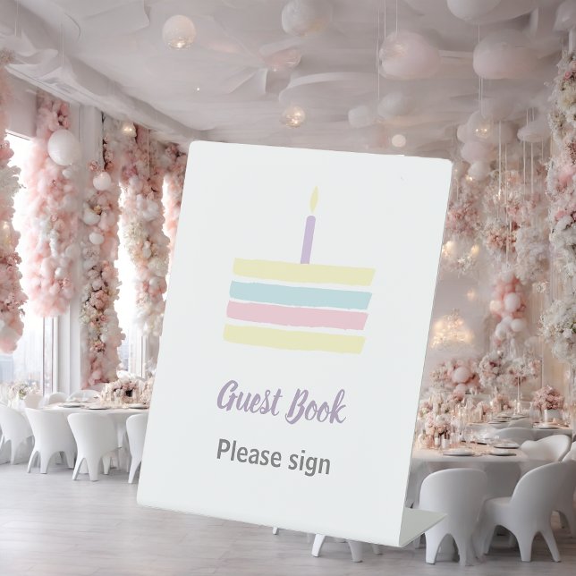 Pastel colourful cake birthday party  pedestal sign (Creator Uploaded)