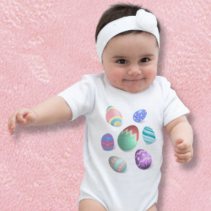 Pastel Colourful Easter Eggs Cute Spring Colours Baby Bodysuit