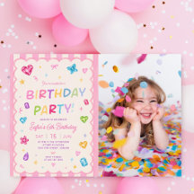Pastel Colourful Gem Photo Birthday Party
