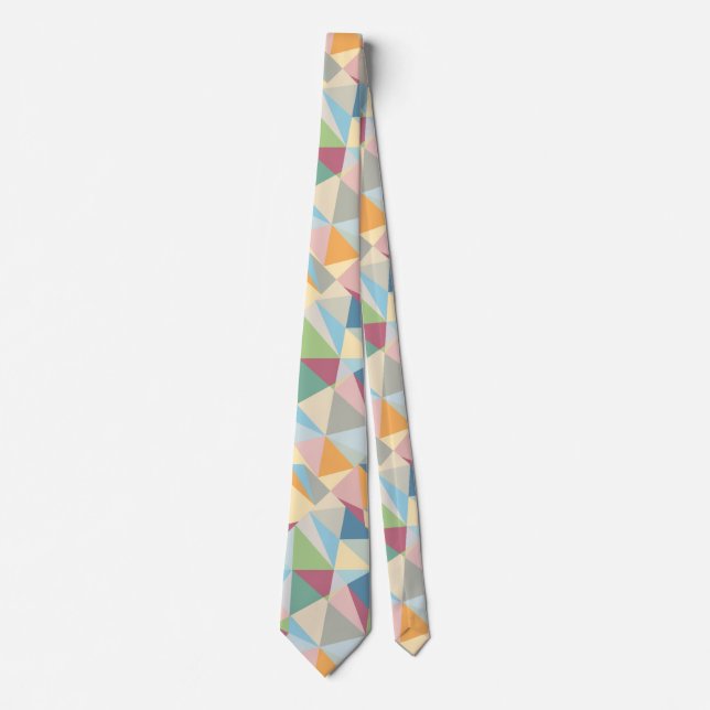 Pastel Colourful Modern Abstract Geometric Pattern Tie (Front)